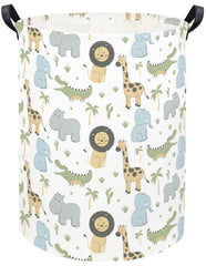 TIBAOLOVER Animal Baby Laundry Basket front view, moisture-resistant storage for clothes and toys.