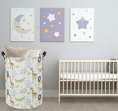 TIBAOLOVER Animal Baby Laundry Basket side view, lightweight organizer for kids' room.