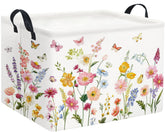 TIBAOLOVER baby basket front view highlights butterfly-flower design for easy nursery organization.