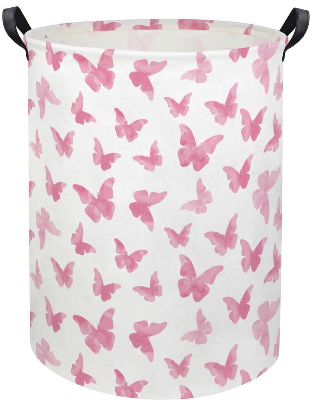 TIBAOLOVER butterfly pink laundry hamper organized toy and clothes storage.