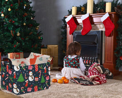TIBAOLOVER blue Christmas basket front view highlighting festive print and size