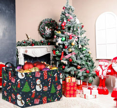 TIBAOLOVER Christmas basket print featuring trees gifts and snowman for holiday decor