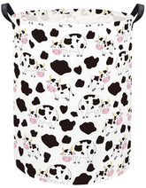 TIBAOLOVER cow-print laundry basket with open top for quick toy and clothing storage