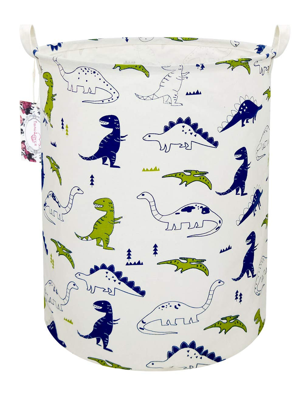 TIBAOLOVER dinosaur laundry basket with handles for kid-friendly storage.