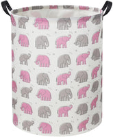TIBAOLOVER elephant baby laundry basket pink front view for stylish storage