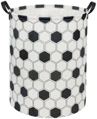 TIBAOLOVER Hexagon Football kids laundry basket front view for playful bedroom organization