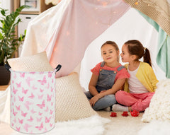 TIBAOLOVER pink butterfly laundry hamper is ideal for clothes and toys.