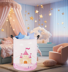 TIBAOLOVER Pink Castle basket side view highlighting roomy capacity