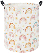 Tibaolover Rainbow Kids Laundry Basket open view demonstrates a sturdy, moisture-resistant hamper for clothes and toys.