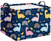 TIBAOLOVER rectangular dinosaur basket from the front, ideal for toy storage in kids' rooms.