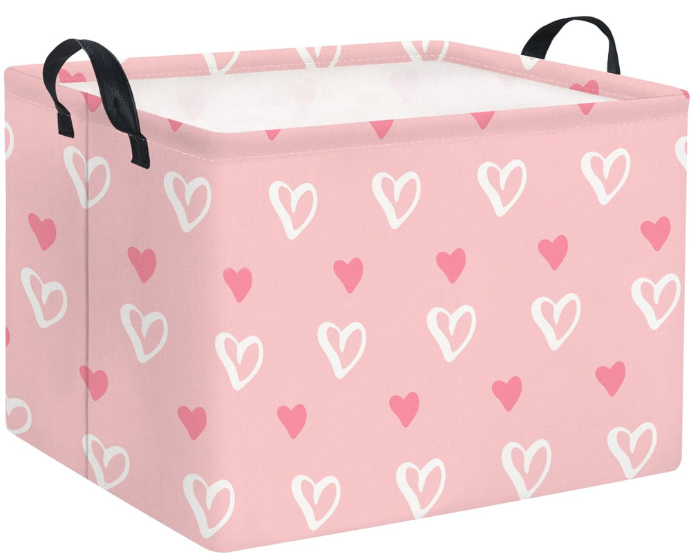 TIBAOLOVER pink heart storage basket folded for space saving in closet