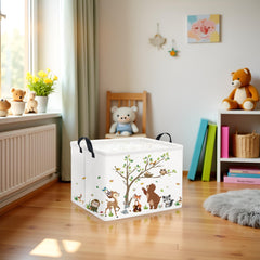 TIBAOLOVER toy storage basket keeps toys organized on a shelf.