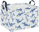 TIBAOLOVER rectangular shark basket front view with sturdy handles for easy toy organization.