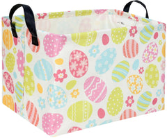 TIBAOLOVER rectangular storage basket with flower design for organized toy storage and Easter decor.