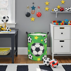 TIBAOLOVER soccer kids laundry basket collapsed for compact storage when not in use.