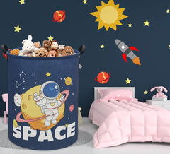 TIBAOLOVER Space Astronaut laundry basket, side view, durable moisture-resistant design.