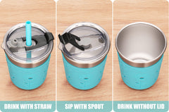 Tiblue Kids Cups lid demonstrates spill-proof design to prevent leaks.