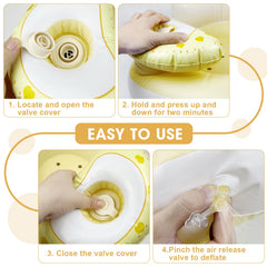 Tidnns inflatable baby seat yellow-white ergonomic design supports early sitting.