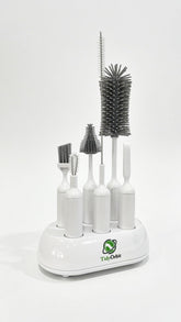 TidyOrbit wide-mouth brush cleans hard-to-reach bottle necks for efficient cleaning.