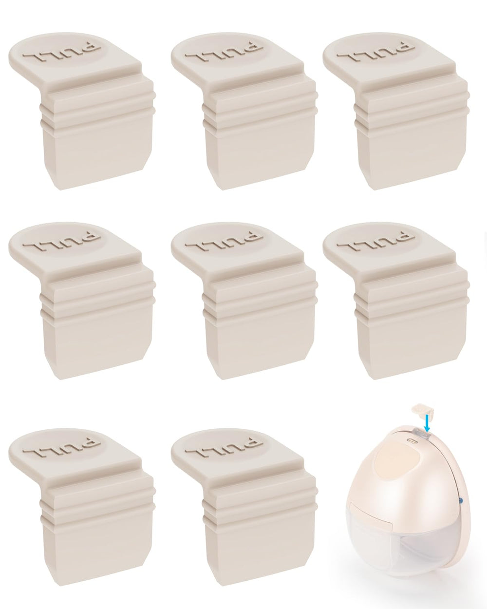 Tiga eufy spout cap closeup shows soft silicone seal for dust protection.