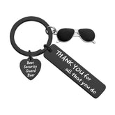 TIIMG Security Guard Keychain close-up in black finish, durable stainless steel for daily wear.