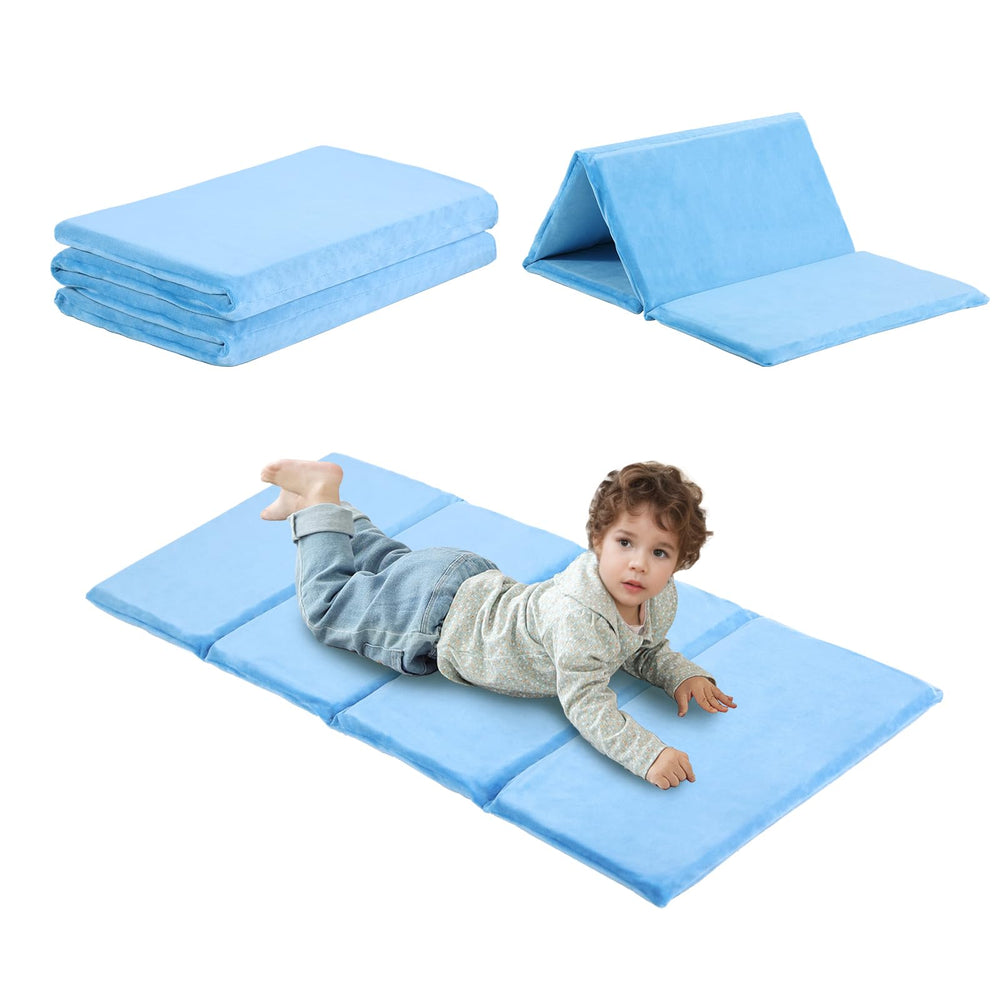 Tiita Kids Nap Mat blue shows soft fabric for cozy play and rest