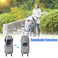 Tiiyee stroller rain cover front zipper entry for quick in/out access