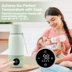 Tilcare portable bottle warmer LCD display demonstrates precise temperature control for safe feeding.
