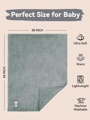 TILLYOU baby fleece blanket grey lion on couch for a cozy nap
