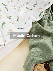 TILLYOU muslin mini crib sheets daisy on mattress with secure elastic fit
