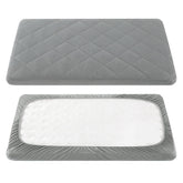 TILLYOU pack-and-play sheet showing soft-quilted cover pad for cozy infant comfort.