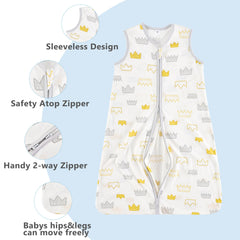 TILLYOU sleep sack gray crown zipper open for easy night-time changes