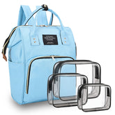 Timberer diaper bag lightblue back view shows large capacity for baby essentials