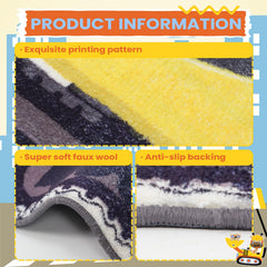 Tinideya Excavator Bedroom Rug in a kids play area demonstrates a safe, non slip surface.
