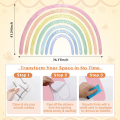 Tinideya rainbow wall decal easy peel-and-stick installation for quick updates.