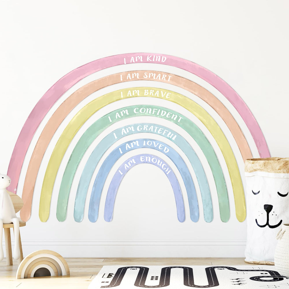 Tinideya rainbow wall decal nursery brightens with pastel hues and inspiration.