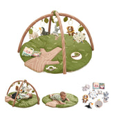 TINITIGIES Baby Play Gym Mat full layout with detachable toys for early sensory exploration.