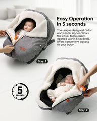 TinlyFinly sherpa fleece interior closeup highlights soft warmth for baby.