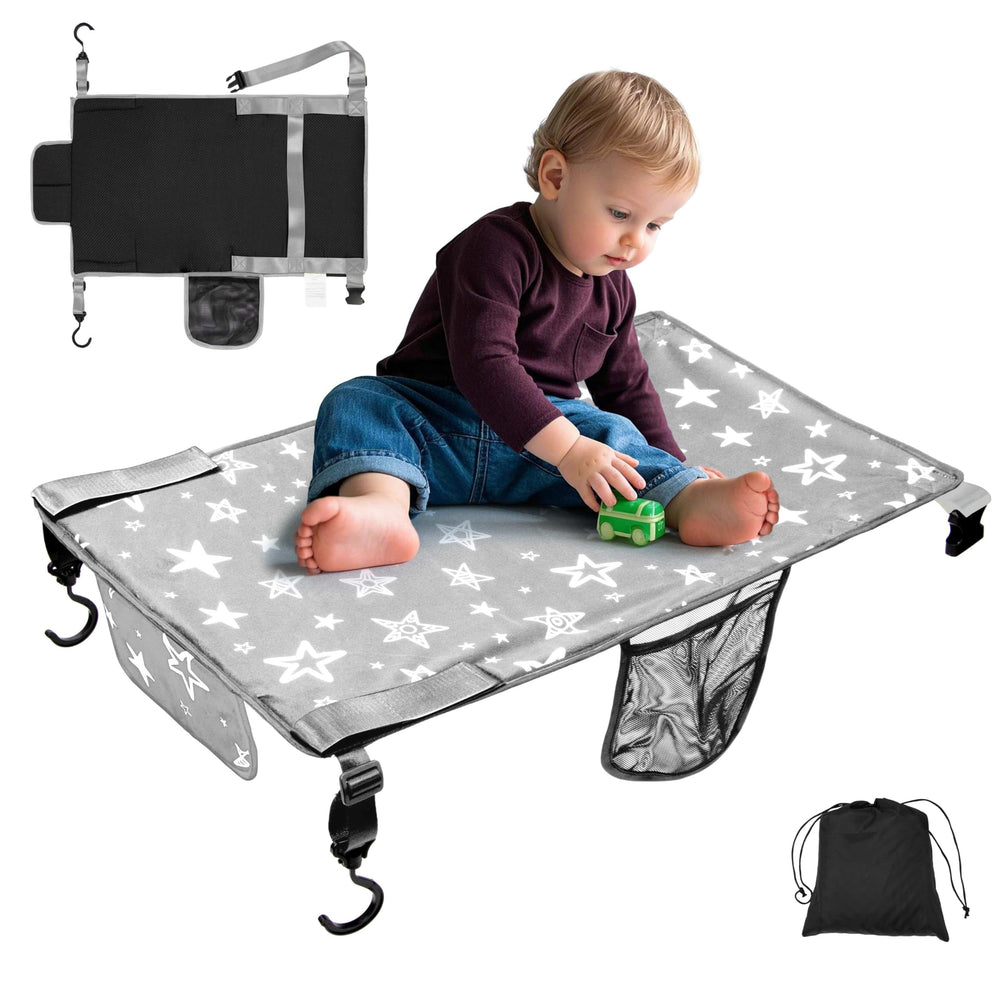 TinlyFinly toddler airplane bed side pocket shows handy storage for toys and snacks