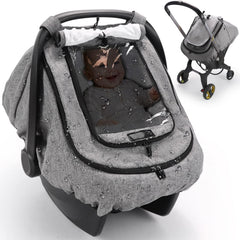 TinlyFinly waterproof car-seat-cover-rain-snow shields baby from moisture during car trips.