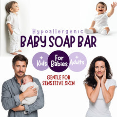TINOQ baby bar soap organic oils nourish delicate skin during bath.
