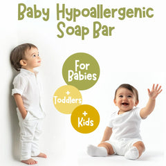 TINOQ baby soap bar green tea oil essence shows calming aroma for delicate skin.