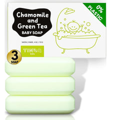 TINOQ hypoallergenic baby soap bar chamomile lather cleanses gently for sensitive skin.