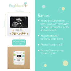Tiny Ideas Love at First Sight 4x6 insert enables easy photo swapping.
