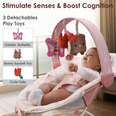 Tiny Marvels bouncer’s 3-point harness for secure positioning