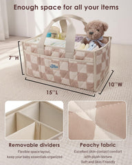 Tiny Marvels caddy shows long handle and removable dividers for customizable layout.