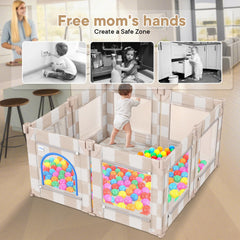 Tiny Marvels playpen durable Oxford fabric demonstrates sturdy frame for active toddlers.