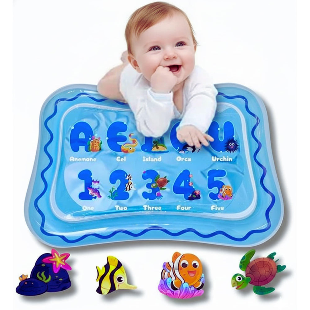 Tiny Splash inflatable tummy time mat with center water fill supports baby neck and back development.