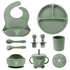 Tiny Tastes suction plate shown with a secure base for spill reduction during family meals.