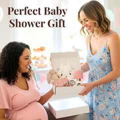 Tiny Treasures newborn gift basket hooded towel offers extra comfort and coverage for bath time.